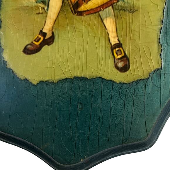 Drummer Boy Plaque Retro Decoupage Wall Hanging on Wood Vintage 70s Chic - Picture 7 of 10
